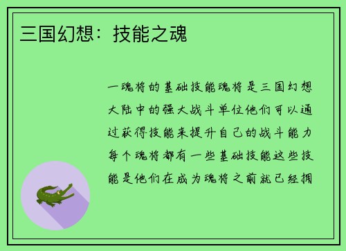 三国幻想：技能之魂